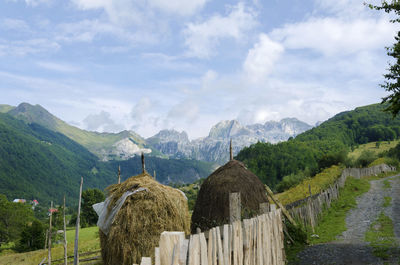 Panoramic view of landscape and mountains against sky