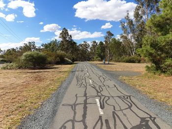 Road amidst trees against sky