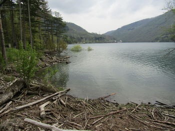 Scenic view of lake against sky