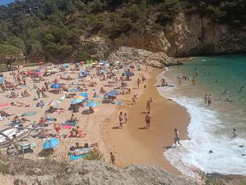 High angle view of people at beach