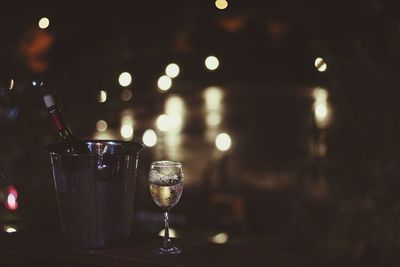 Close-up of wine glass on table