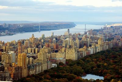 City skyline with river in background