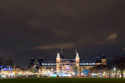 View of illuminated city at night