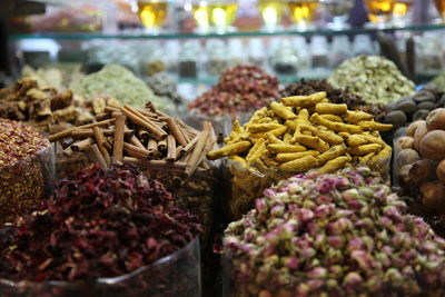 High angle view of food for sale at market stall