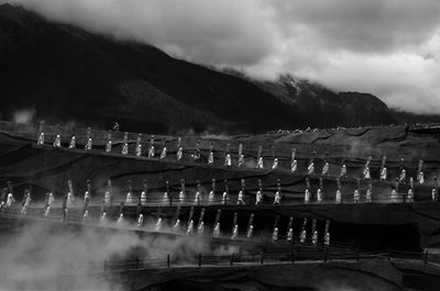 High angle view of dam against sky