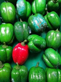 Full frame shot of bell peppers for sale at market stall