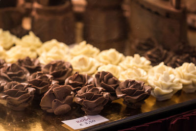 Close-up of chocolate candies at shop