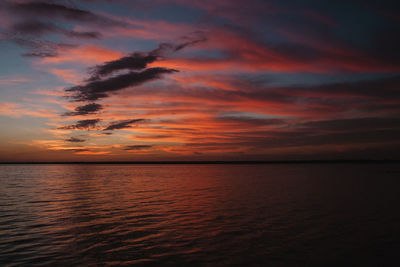 Scenic view of sea against sky at sunset