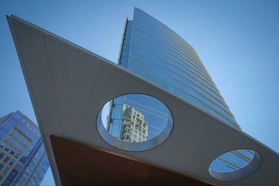 Low angle view of modern building against sky