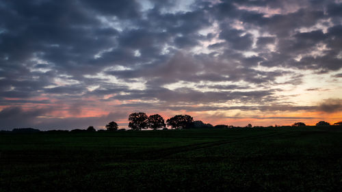 Scenic view of field against sky during sunset