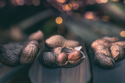 Close-up of peanuts on leaves