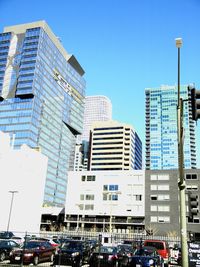 Low angle view of buildings in city