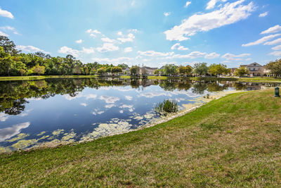 Scenic view of lake against sky