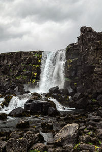 Scenic view of waterfall