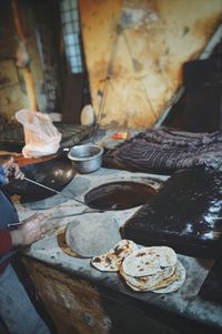High angle view of food on table