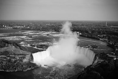 Scenic view of niagara falls against clear sky