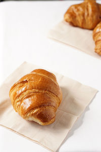 High angle view of breakfast on table