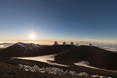 Scenic view of sunlight against clear sky