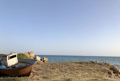 Scenic view of sea against clear sky