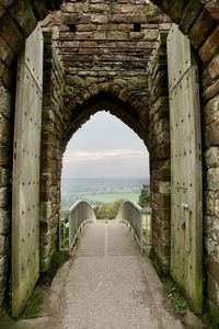 Empty corridor along walls