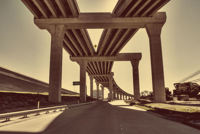 Bridge against sky in city