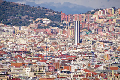 High angle view of townscape against sky