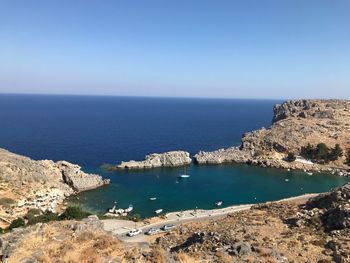 Scenic view of sea against clear sky