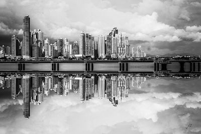 Reflection of buildings in water