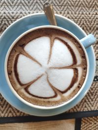 Directly above shot of cappuccino on table