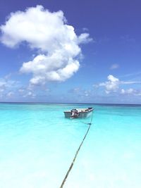 Scenic view of sea against cloudy sky