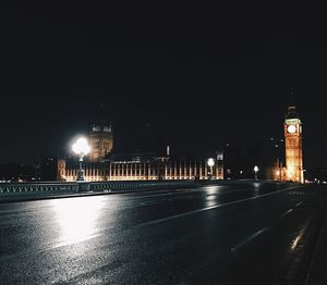 View of illuminated city at night