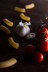 Close-up of chopped fruits on table