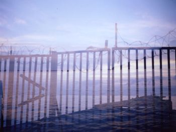 Suspension bridge over river