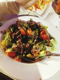 High angle view of meal served in plate