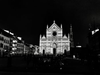 Facade of cathedral at night