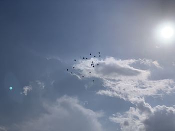 Low angle view of birds flying in sky