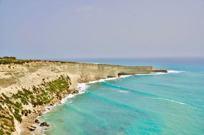 Scenic view of sea against clear sky