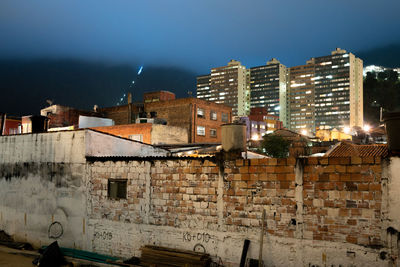 High angle view of city at night