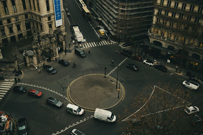 High angle view of city street