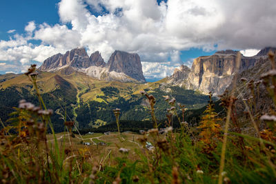 Panoramic view of landscape and mountains against sky