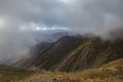 Scenic view of mountains against sky