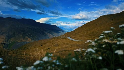 Scenic view of mountains against sky