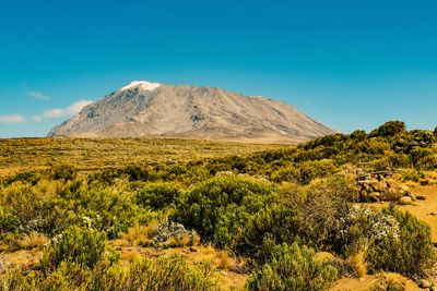 Scenic view of mount kilimanjaro against sky seen from marangu route, tanzania 