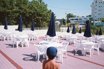 Woman relaxing in restaurant