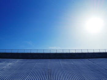 View of swimming pool against clear blue sky