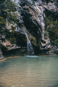 Scenic view of waterfall