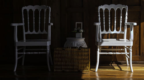 Empty chairs and tables at home