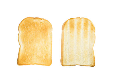 Close-up of bread against white background