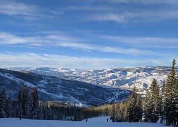 Scenic view of landscape against sky during winter