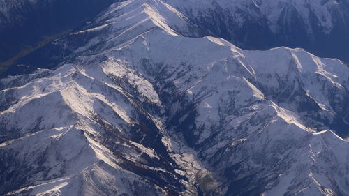 Aerial view of snowcapped mountains